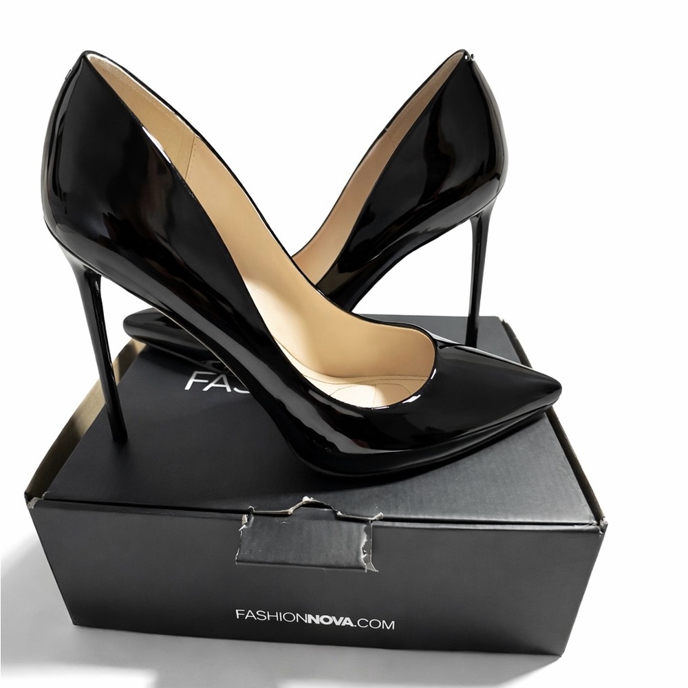Black Patent Stiletto Heels Pointed Toe | Fashion Nova | Size 11